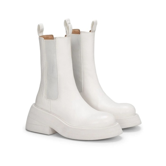 Marsèll Macron Calf Length 80mm White Platform Chelsea Boots Size 37.5 IT US 7 - Picture 2 of 12